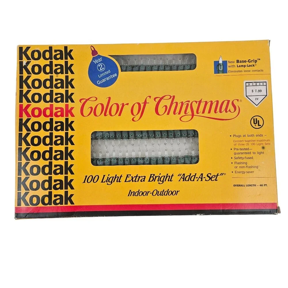 Kodak Color Of Christmas 100 Strings Light Extra Bright Indoor Outdoor Holiday